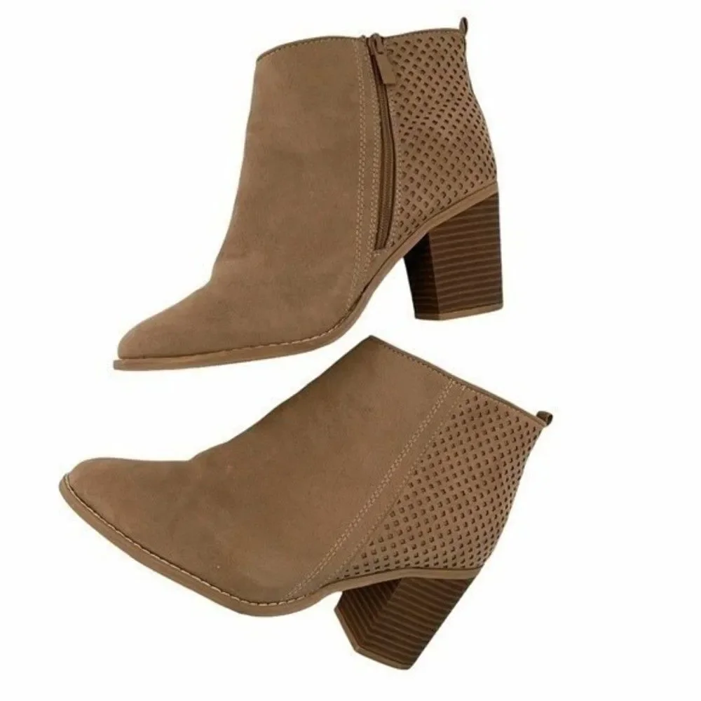 Torrid Brown Stacked Ankle Bootie with Side Zip